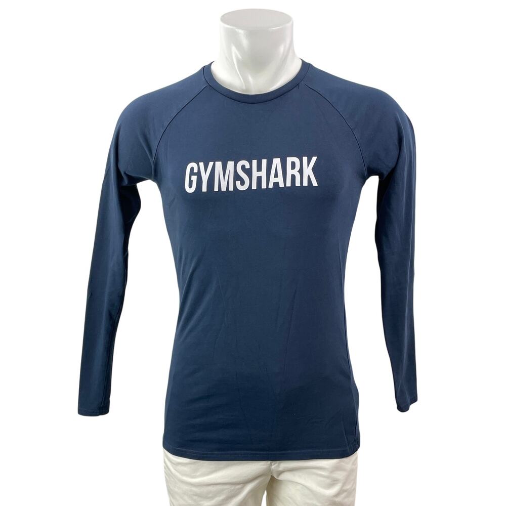 Gymshark Apollo Women's Blue Long Sleeves Logo Print Crew Neck Tee T-shirt Top S